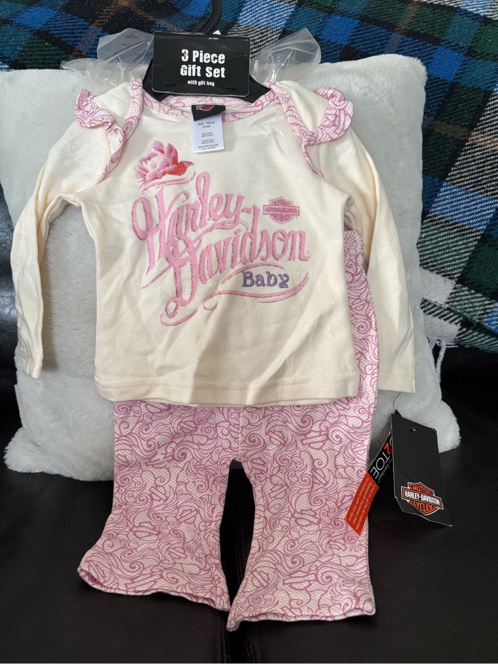 Harley-Davidson Baby 3-Piece Outfit Set NWT Pink Size 3-6 Months